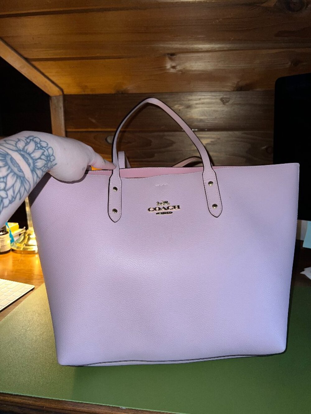 Coach City Tote in Petal Pink Pebbled Leather